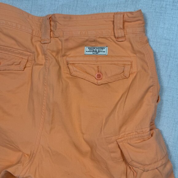 Polo Ralph Lauren Cargo Shorts Flat Front Orange Cotton Pockets Size 32 - Picture 3 of 12